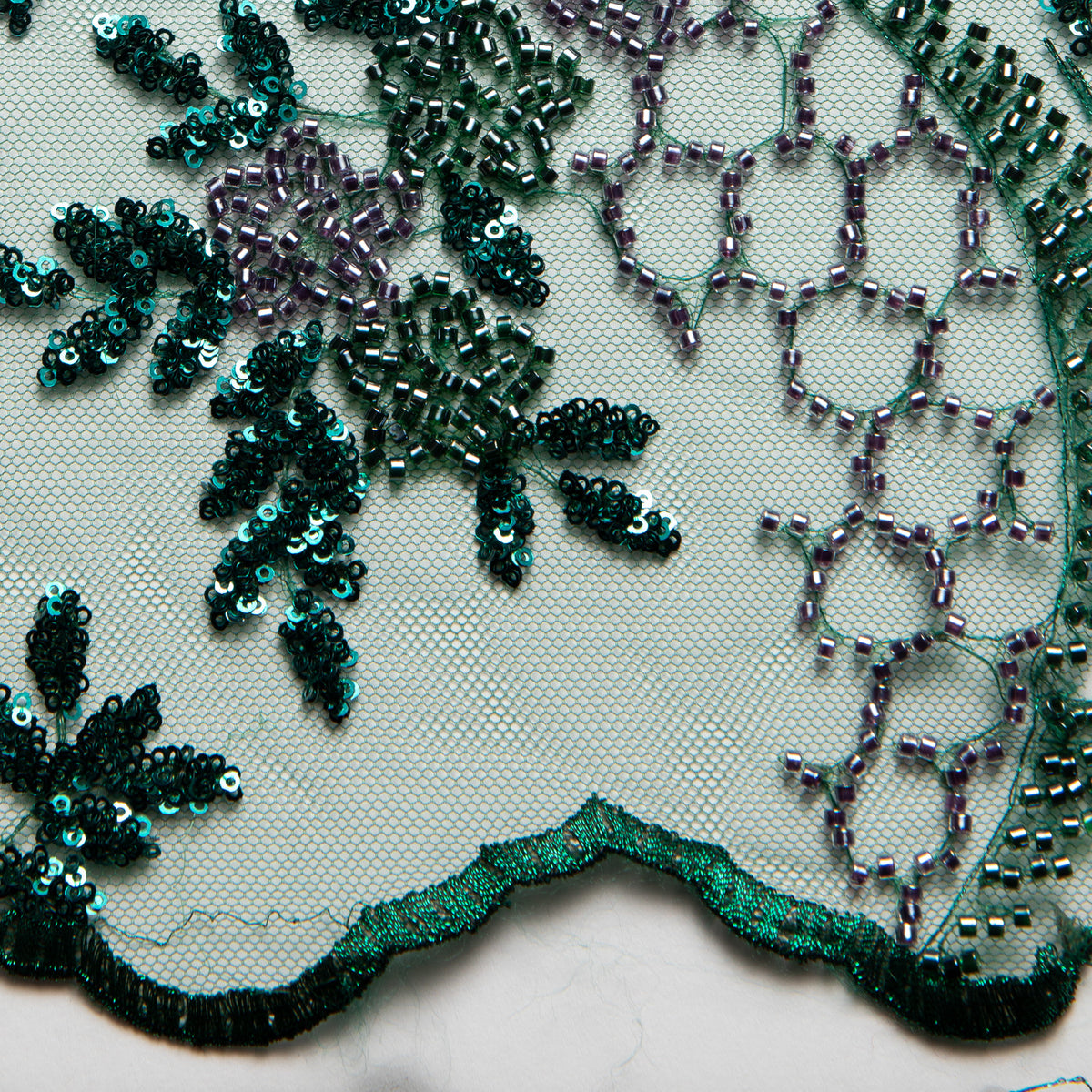 1 Yard Embroidered Beaded Lace Fabric with Sequins and Floral Pattern, 50/52" Wide, 100% Polyester