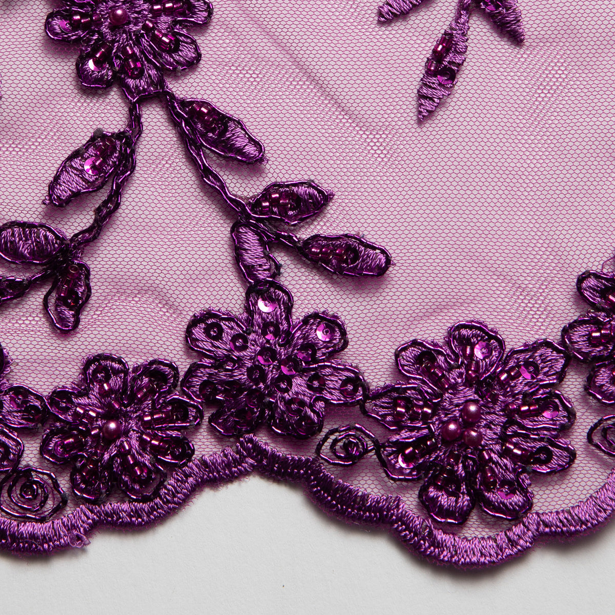 1 Yard 50/52" Wide 100% Polyester Embroidered Beaded & Sequined Lace Fabric