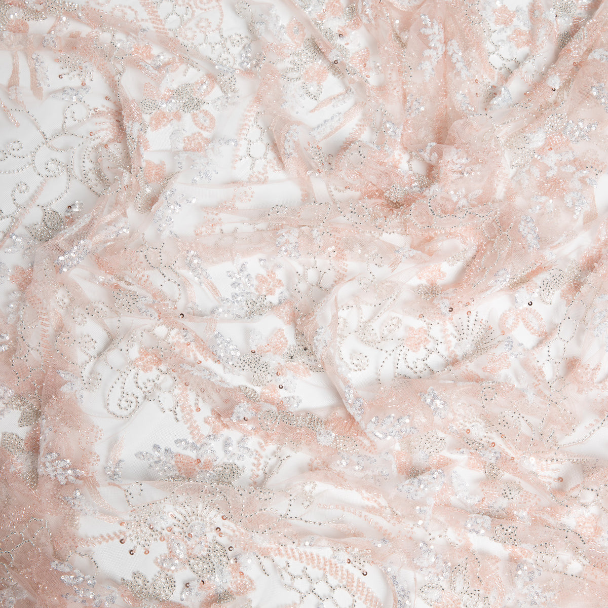 1 Yard Embroidered Beaded Lace Fabric with Sequins and Floral Pattern, 50/52" Wide, 100% Polyester