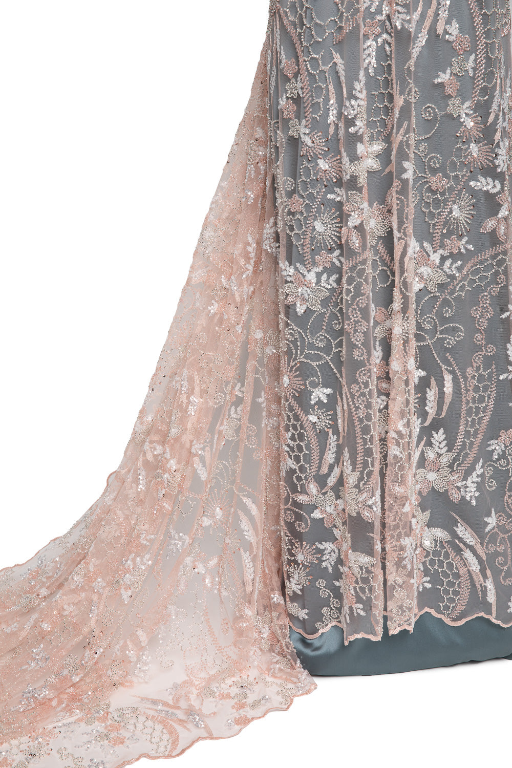 1 Yard Embroidered Beaded Lace Fabric with Sequins and Floral Pattern, 50/52" Wide, 100% Polyester