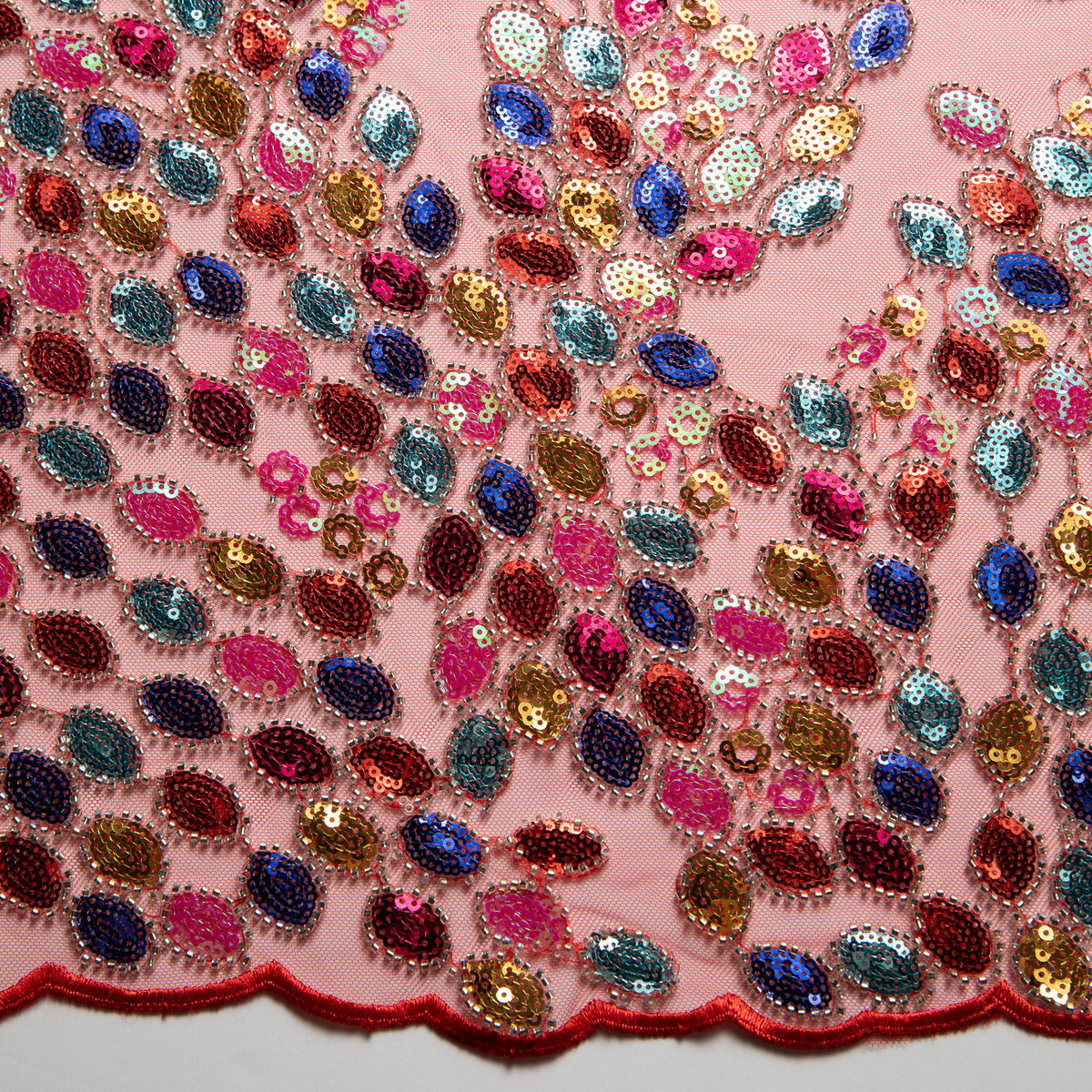 1 Yard 50/52" Wide Beaded & Sequined Lace Fabric Embroidered Polyester Mesh for Prom, Evening & Event Gowns