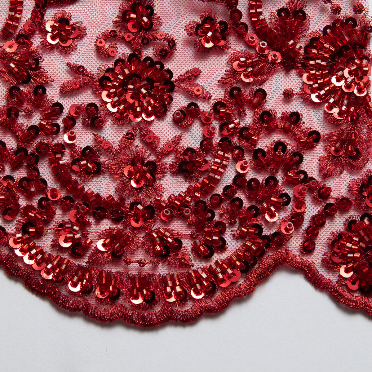 1 Yard Dazzling Embroidered Beaded Sequined Lace Fabric with Intricate Pattern 50/52" Wide