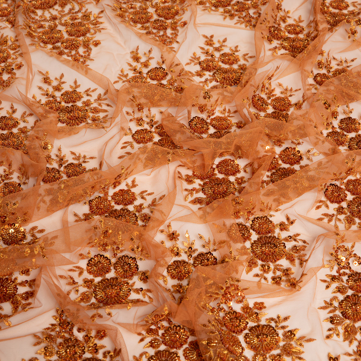 1 Yard Dazzling Embroidered Beaded Sequined Lace Fabric with Intricate Pattern 50/52" Wide