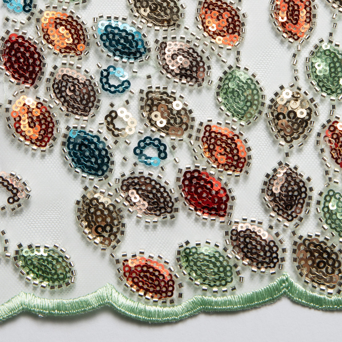 1 Yard 50/52" Wide Beaded & Sequined Lace Fabric Embroidered Polyester Mesh for Prom, Evening & Event Gowns