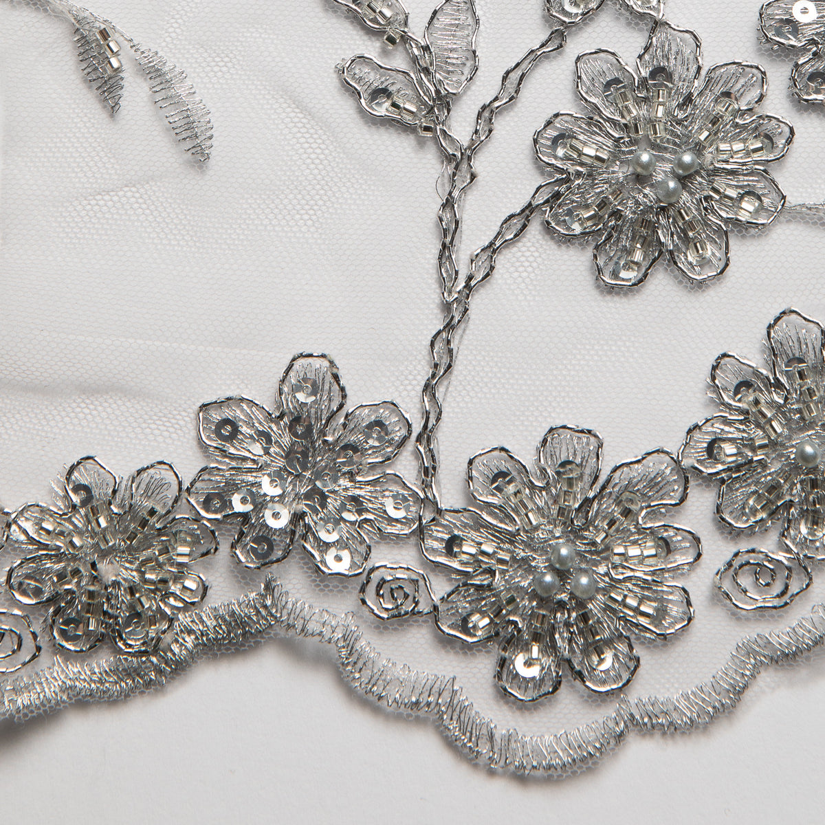 1 Yard 50/52" Wide 100% Polyester Embroidered Beaded & Sequined Lace Fabric
