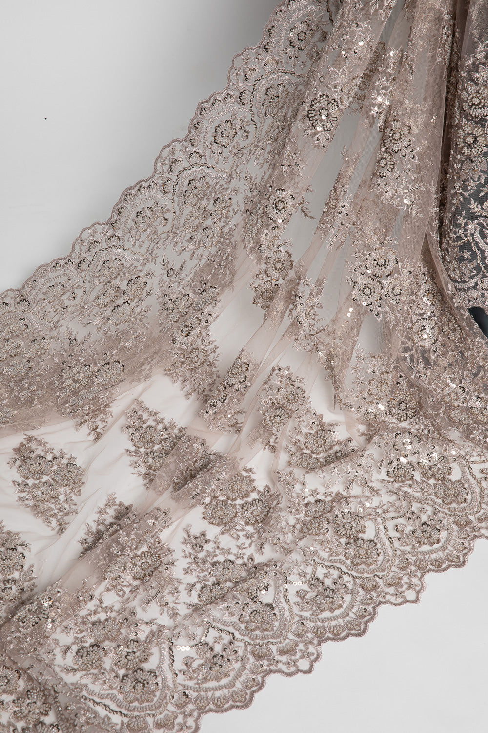 1 Yard 50/52" Wide Polyester for Wedding & Evening Gowns Embroidered Beaded Sequined Lace Fabric