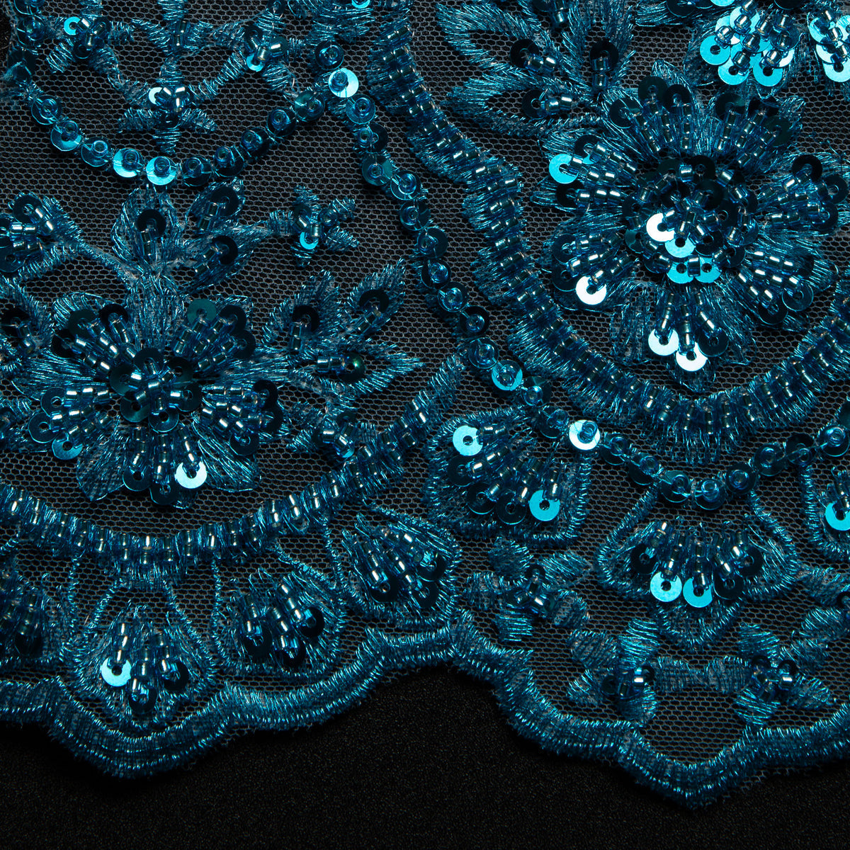 1 Yard Captivating Embroidered Beaded Sequined Lace Fabric with Intricate Pattern 50/52" Wide