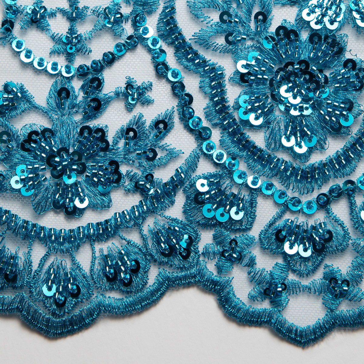 1 Yard Captivating Embroidered Beaded Sequined Lace Fabric with Intricate Pattern 50/52" Wide