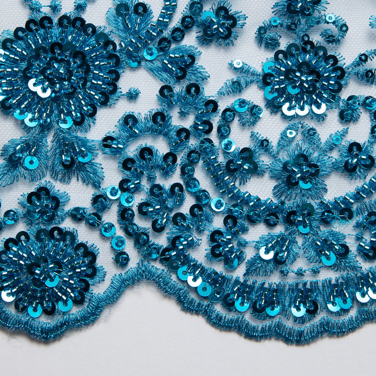 1 Yard Dazzling Embroidered Beaded Sequined Lace Fabric with Intricate Pattern 50/52" Wide