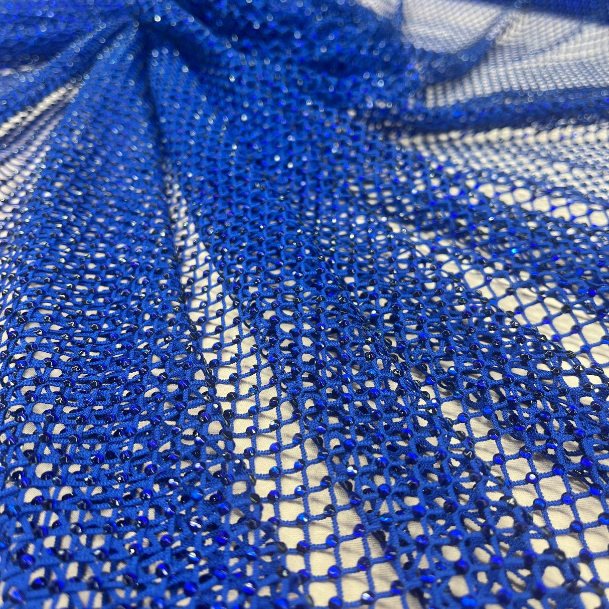 1 Yard Diamond Fishnet Fabric Stretch Lace, Soft Nylon Spandex Blend, 58" Width,