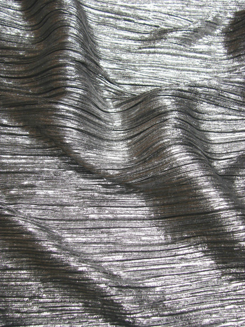 Shiny Metallic Computer Foil Polyester Fabric - Black Mini Pleat, Silver, Gold, 58"-60" Width