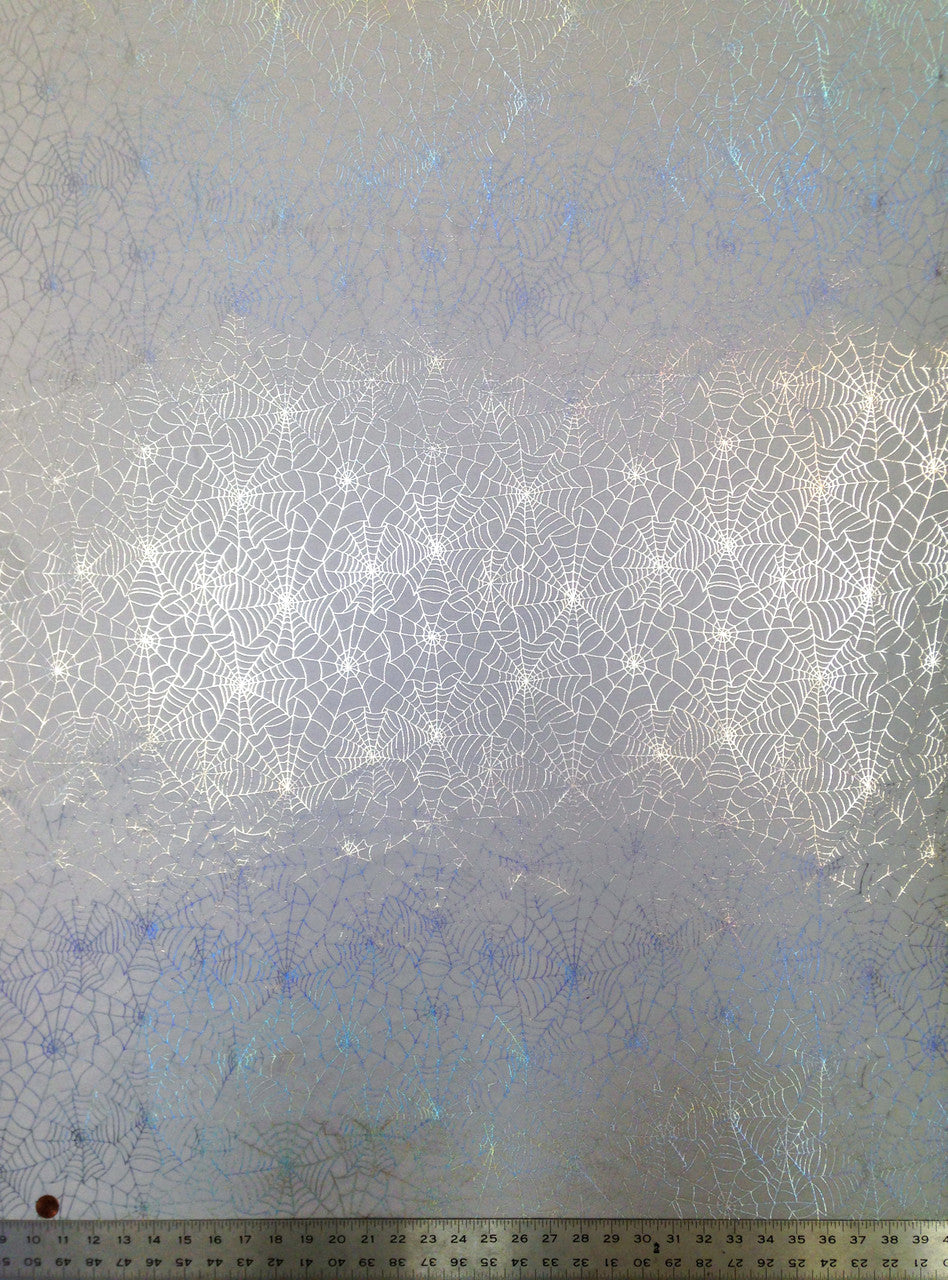 Silver iridescent spiderweb nylon spandex fabric, 58-60 inch wide material for costumes and sewing projects