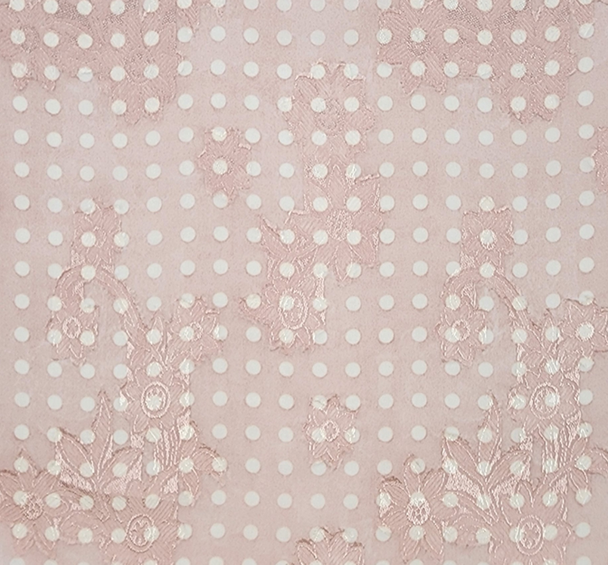 1 Yard Blush Floral Jacquard Chiffon Fabric Lightweight Sheer Polyester with Textured Weave, 57/58" Wide