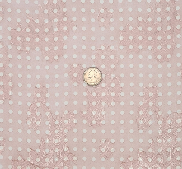 1 Yard Blush Floral Jacquard Chiffon Fabric Lightweight Sheer Polyester with Textured Weave, 57/58" Wide