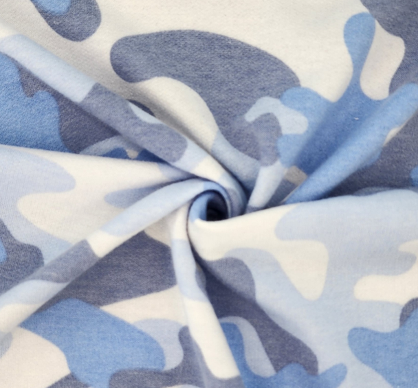 1 Yard French Terry Blue Knit Fabric Polyester Rayon Spandex Blend 58/60 Inches Wide