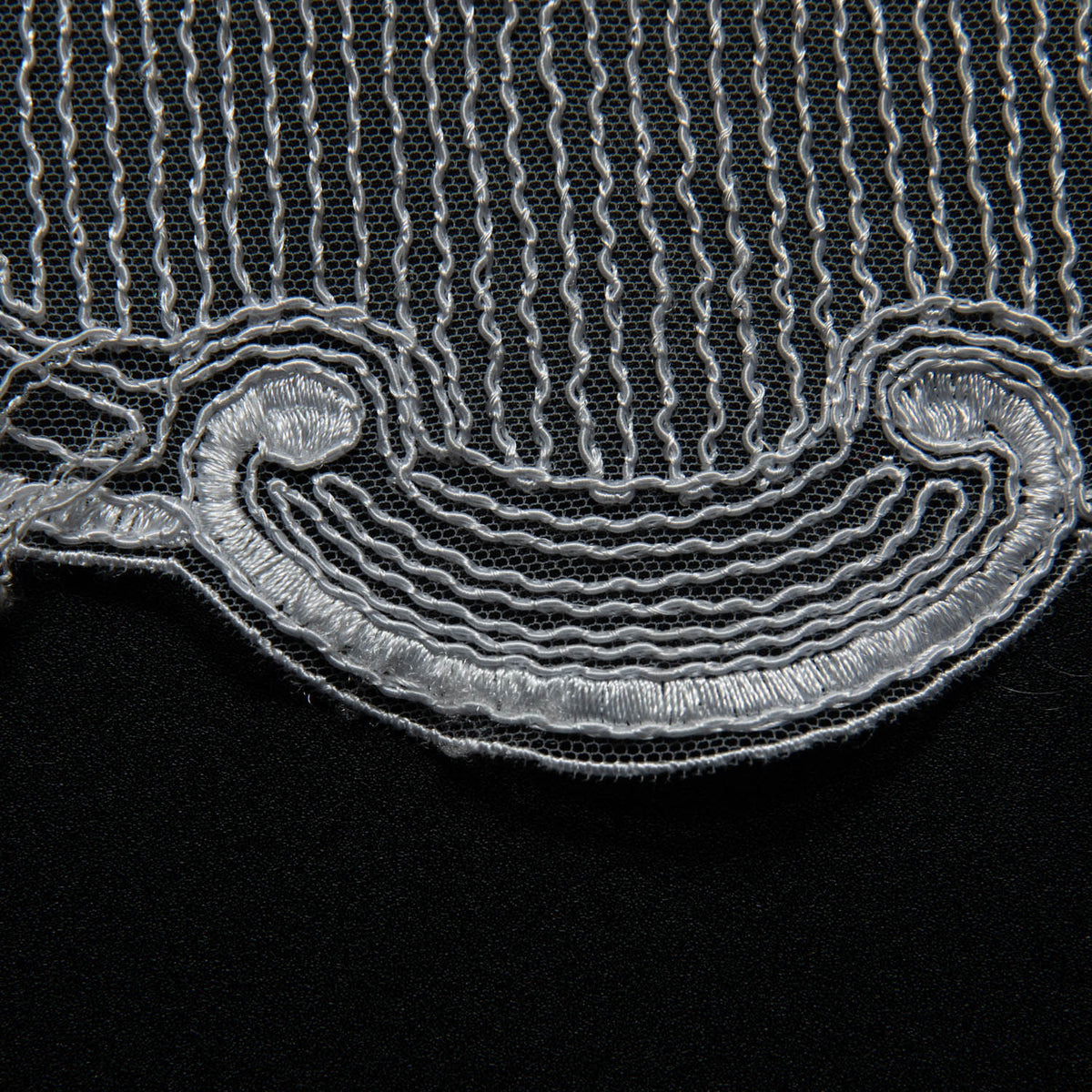 1 Yard Tulle Lace Fabric with Embroidery and Tape Work, 52" Wide