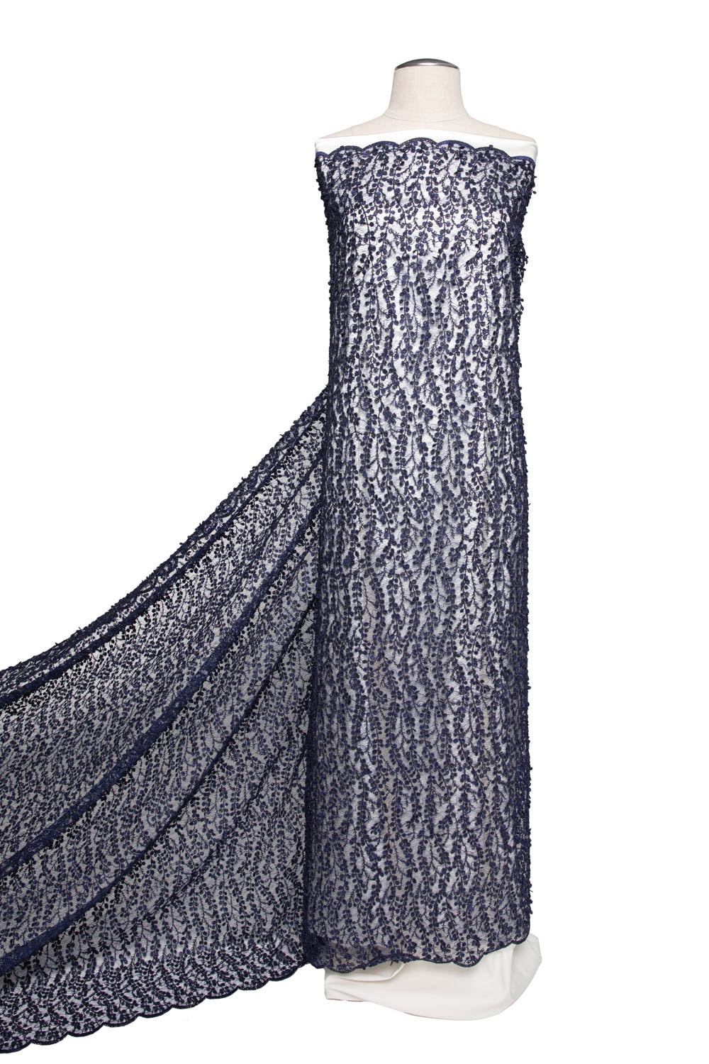 1 Yard Elegant Seagull Tulle Lace Fabric with Embroidered Glorious Pattern, 50/52" Wide