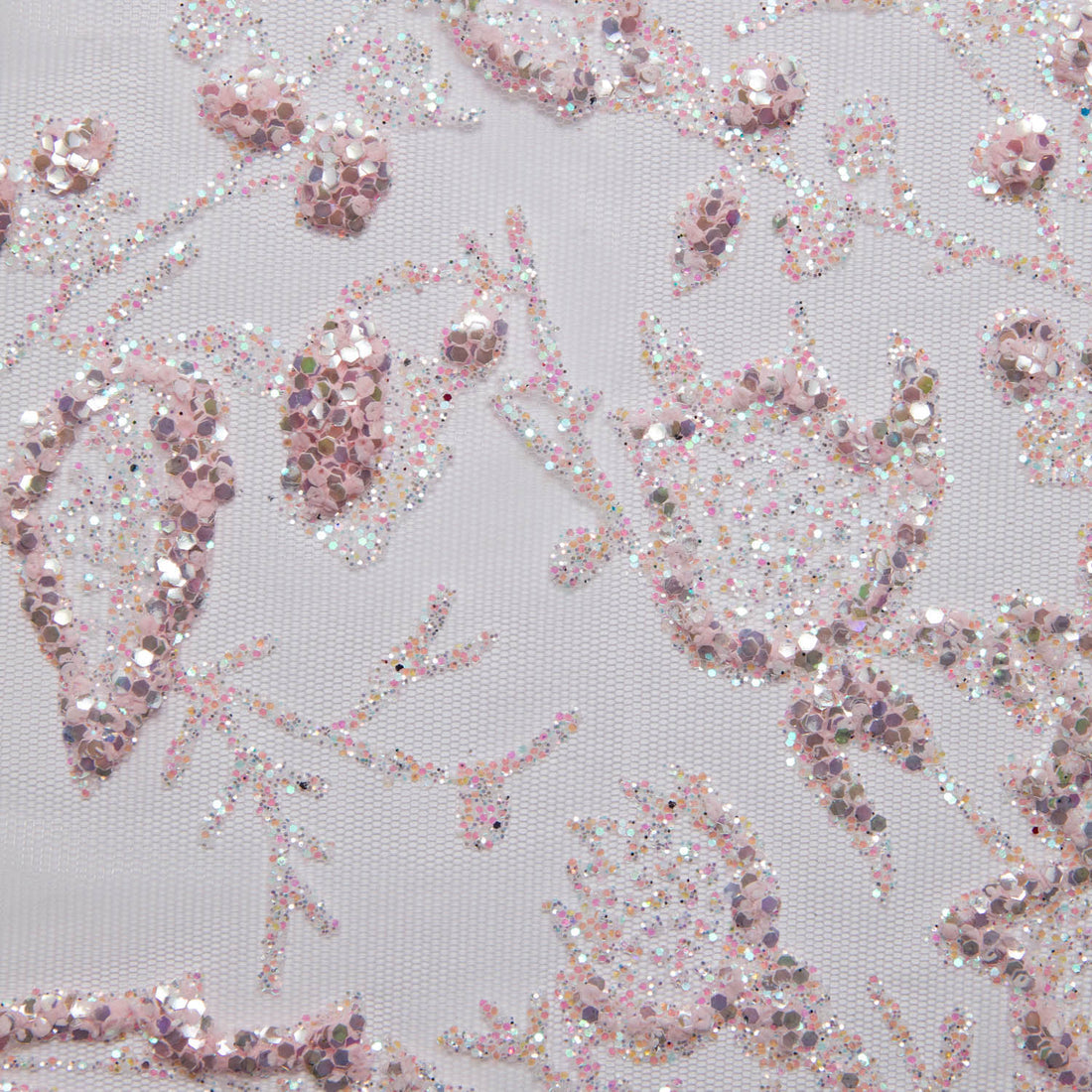 1 Yard Glitter Tulle Lace Fabric with Floral Pattern 58" Wide Mesh for Bridal, Gowns & Crafts