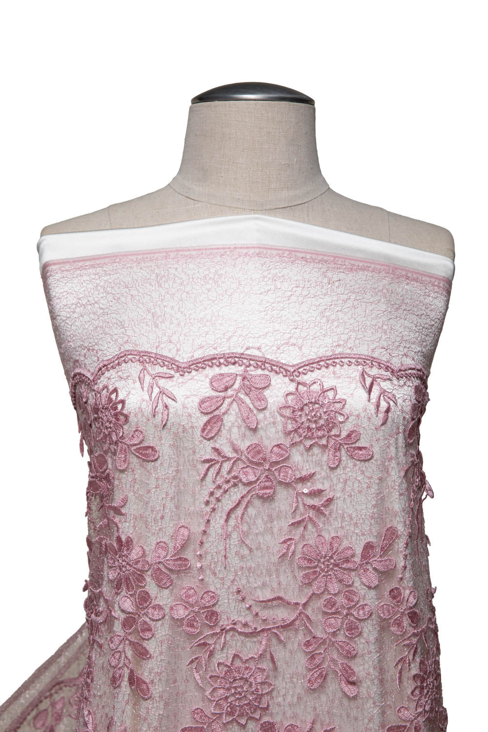 1 Yard Elegant Spider Mesh Lace Fabric with 3D Floral Embroidery & Sequins, 50/52" Wide, 100% Polyester