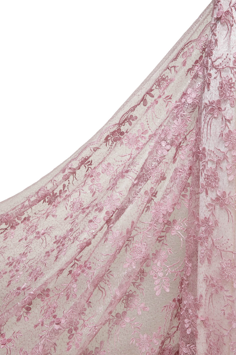 1 Yard Elegant Spider Mesh Lace Fabric with 3D Floral Embroidery & Sequins, 50/52" Wide, 100% Polyester