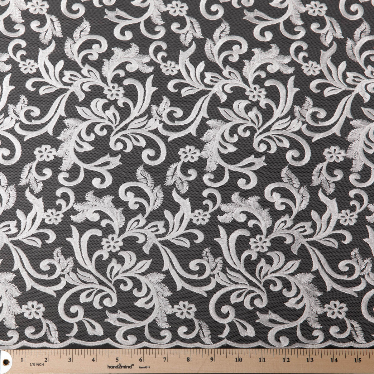 1 Yard Tulle Lace Fabric with Intricate Embroidery, 50/52" Wide 100% Polyester