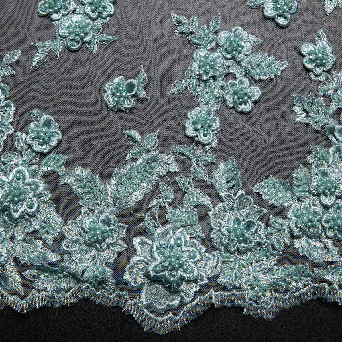 1 Yard Tulle Lace Fabric Embroidered Applique 3D Floral Pattern Elegant Look 52" Wide