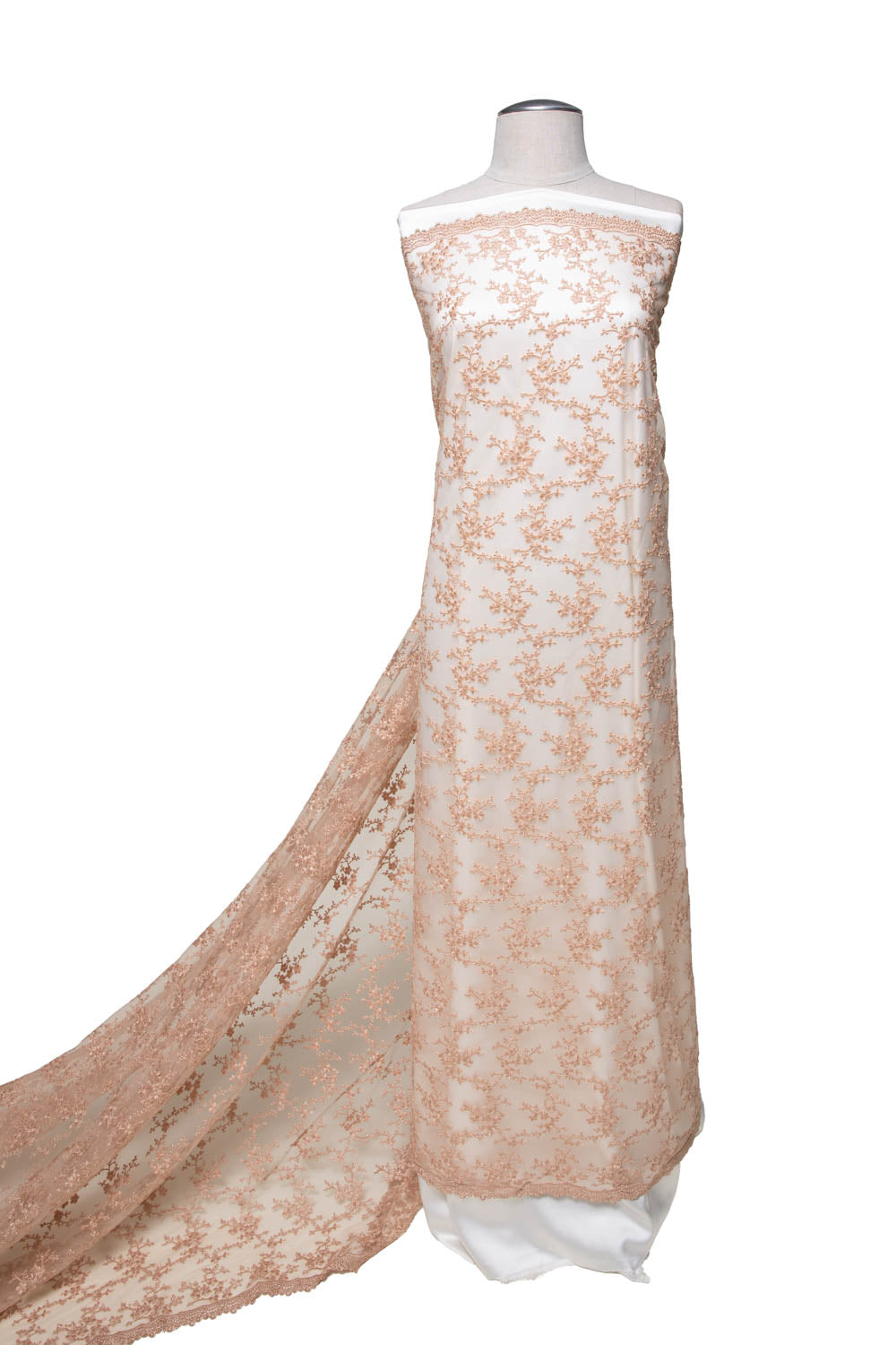 1 Yard Luxury 100% Polyester Tulle Lace with Chemical Scallop and Detailed Embroidery 50/52" Wide