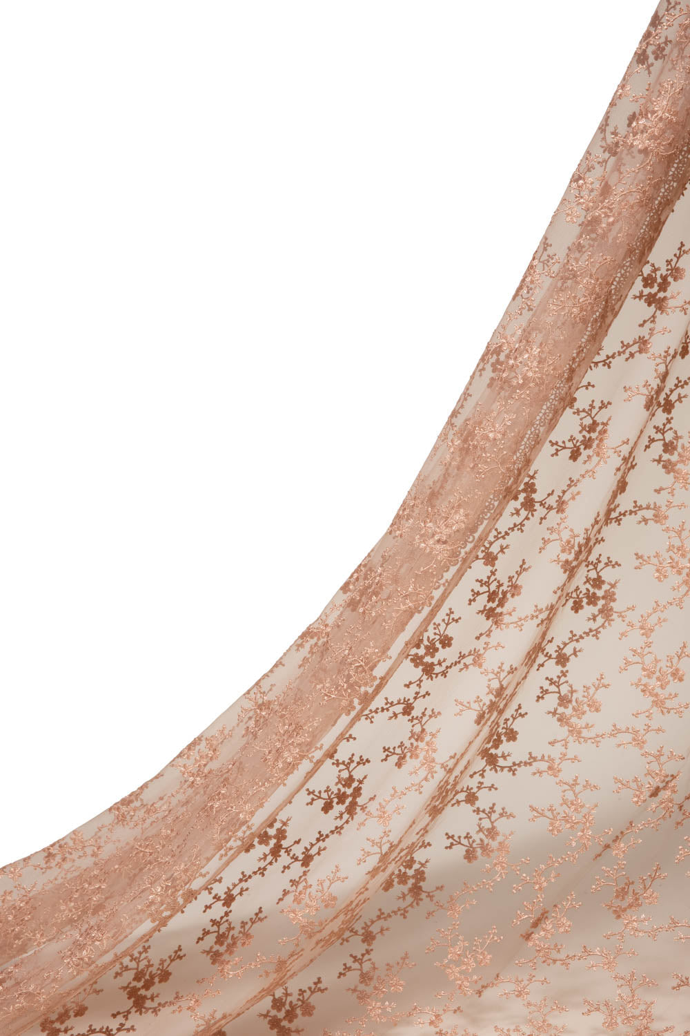 1 Yard Tulle Lace Fabric with Embroidered Chemical Scallop Edge, 50/52" Wide