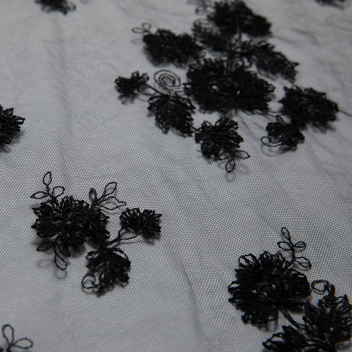 1 Yard Soft Tulle Lace Fabric Embroidered Elegant Floral Design Lightweight 52" Wide