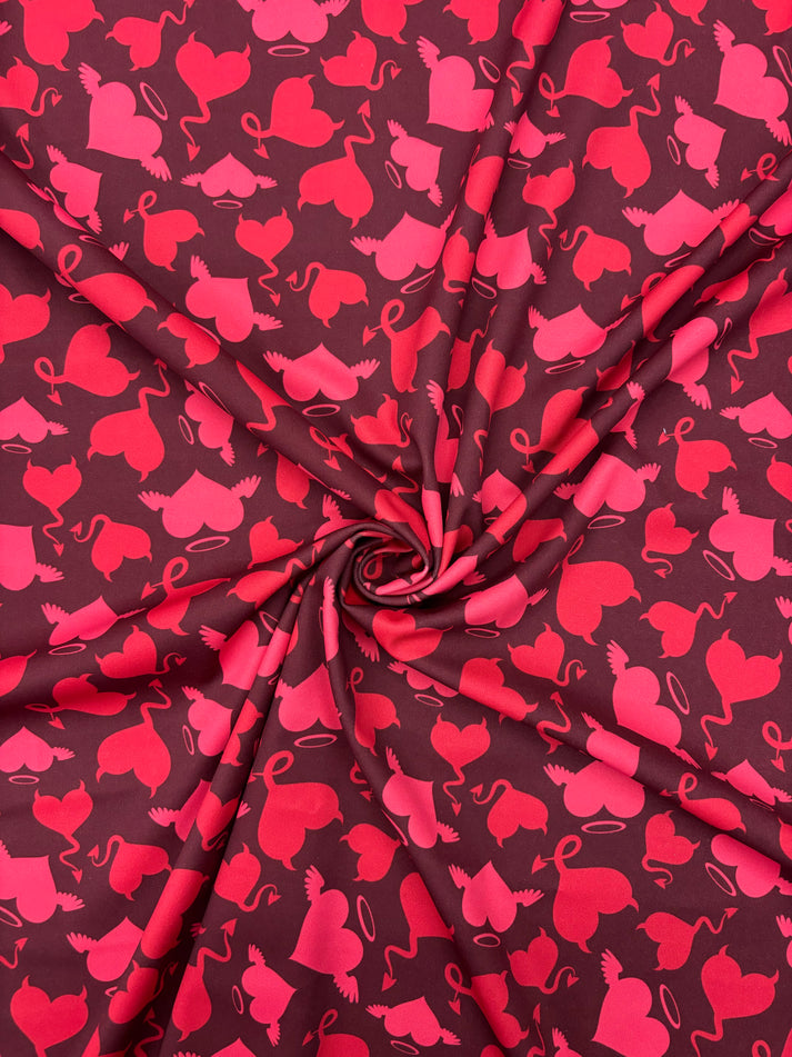 1 Yard Devil Heart Print Spandex Fabric 58/60 Inches Wide for Swimwear and Costumes 58"/60" Width