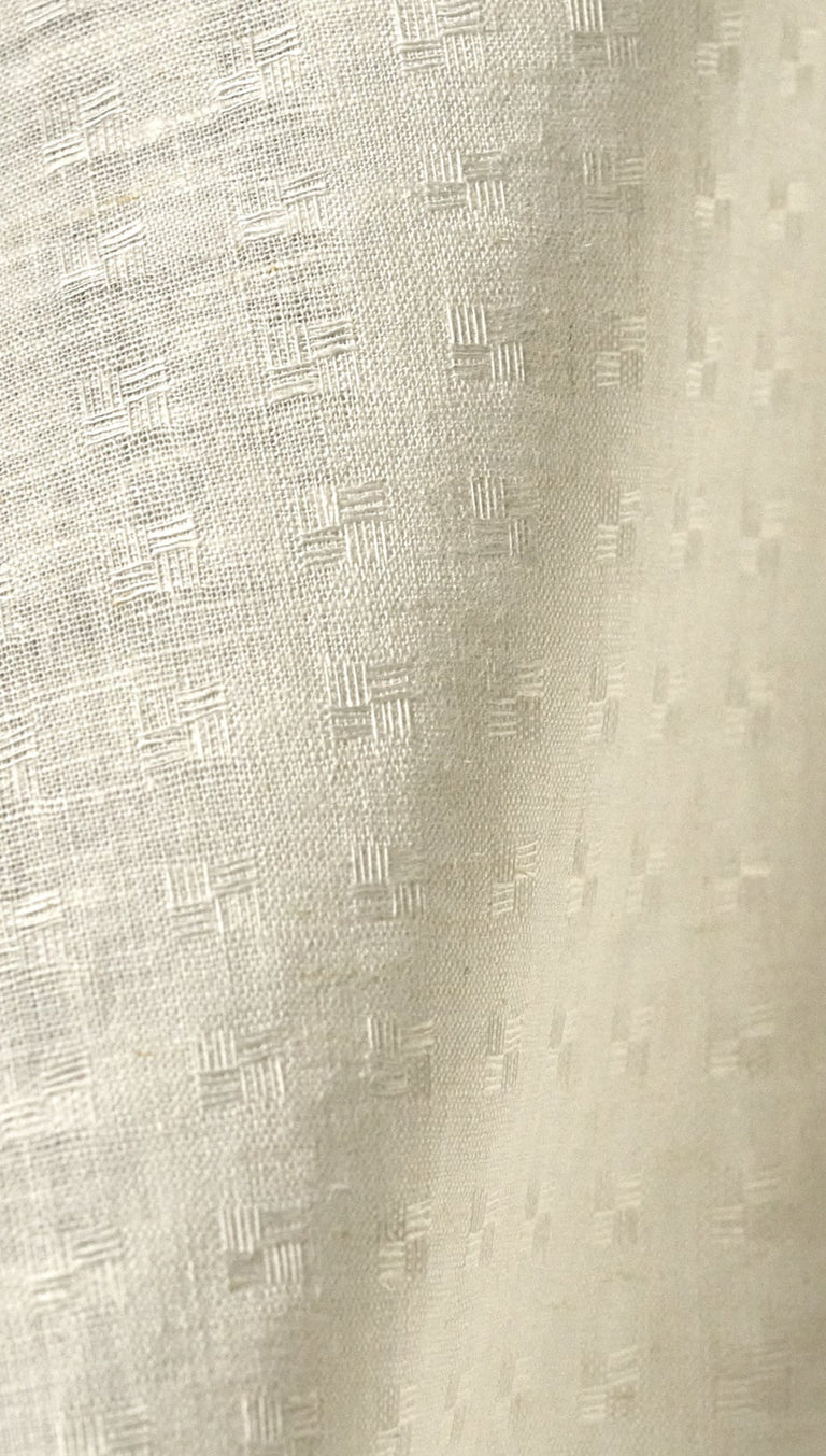 1 Yard Ivory Interwoven Squares Linen Soft Home Decor Fabric 56" Width