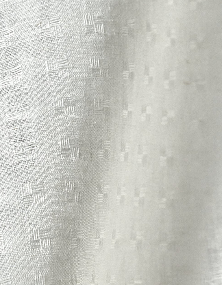 1 Yard Snow White Interwoven Squares Linen Durable Apparel Fabric 56" Width
