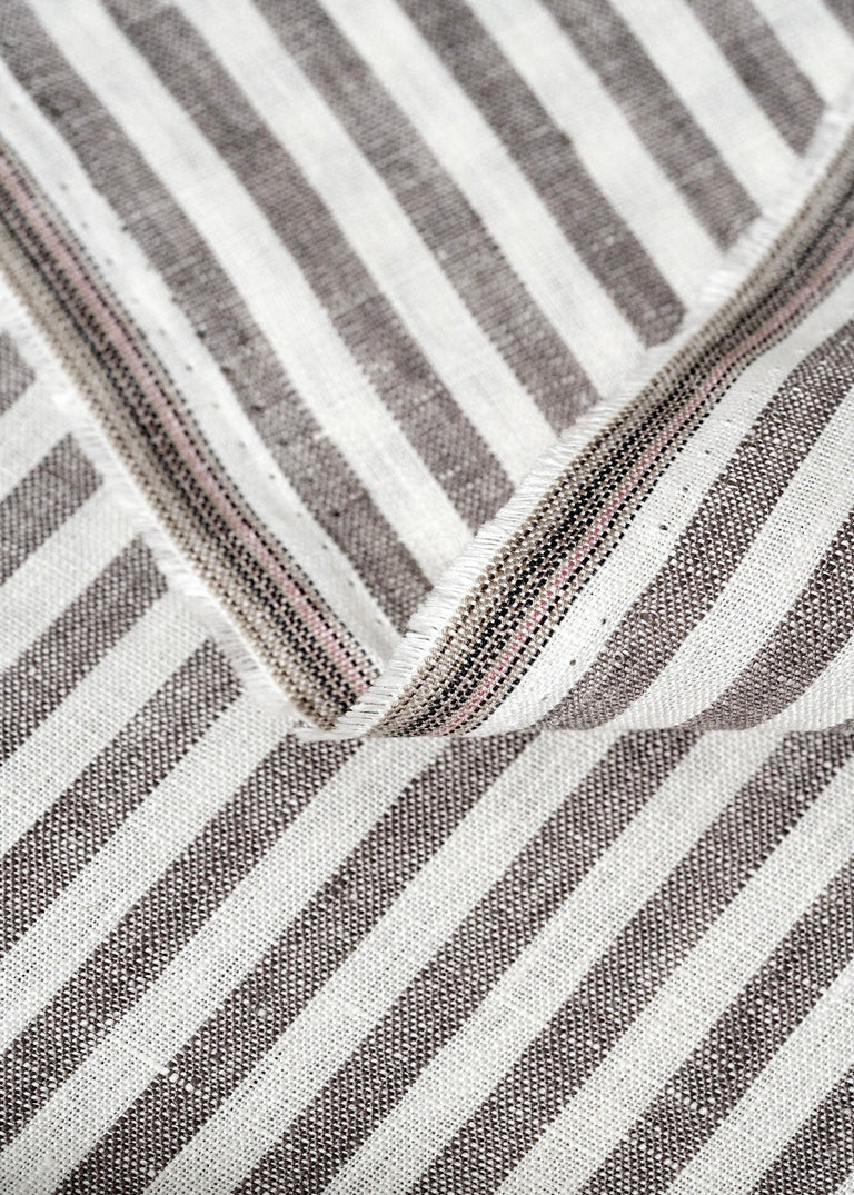1 Yard Pure Linen Yarn Dyed 1/4 Inch Stripe Two Tone Natural Off Fabric 58 Inch Width