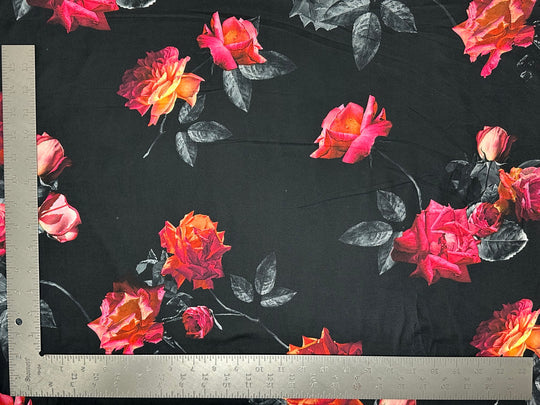 1 Yard DTY Double Sided Brushed Knit Floral Fabric Stretch Material for Garments 58 Inches Width