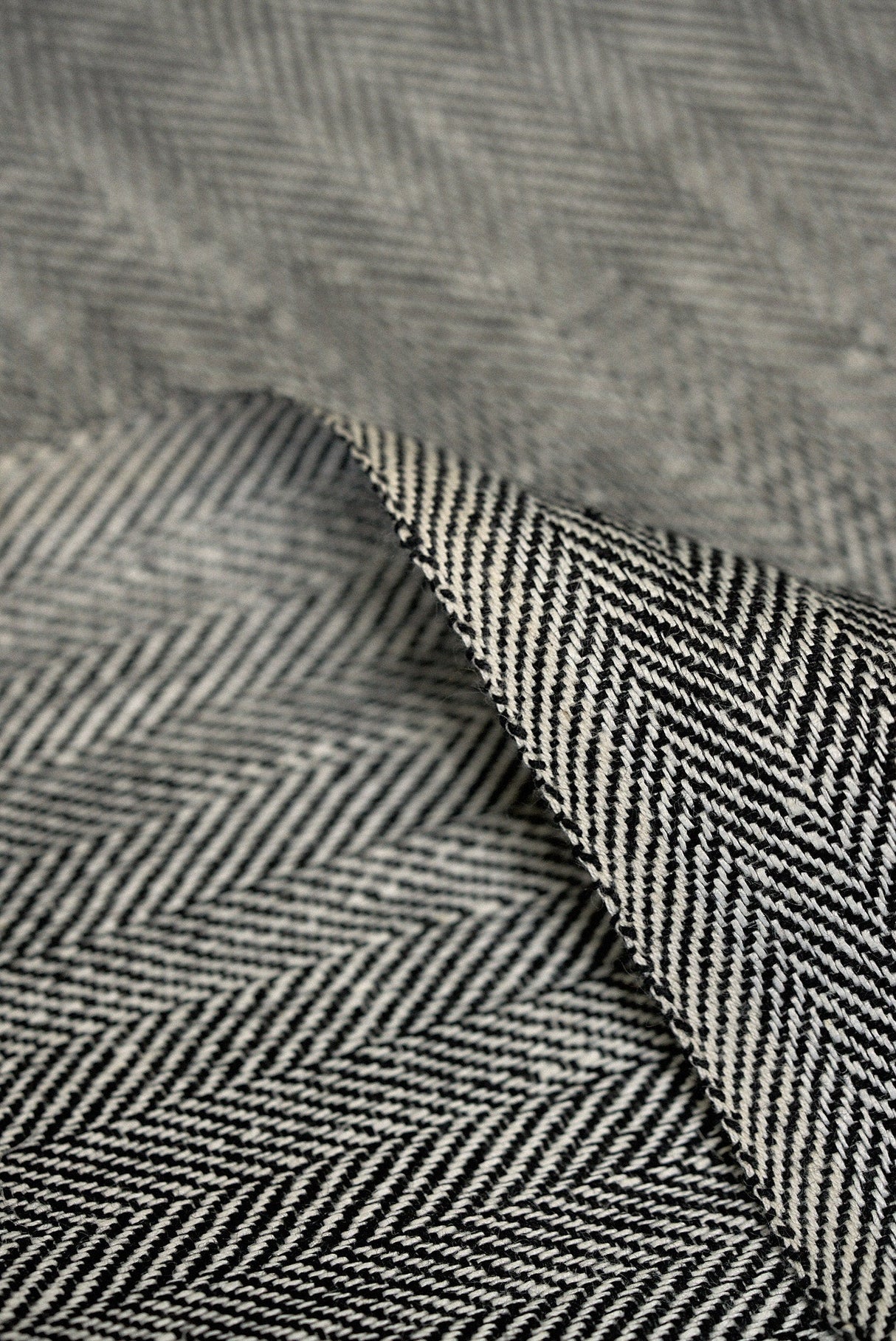 1 Yard Linen Novelty Herringbone Yarn Dyed Fabric Charcoal Color 54" Width