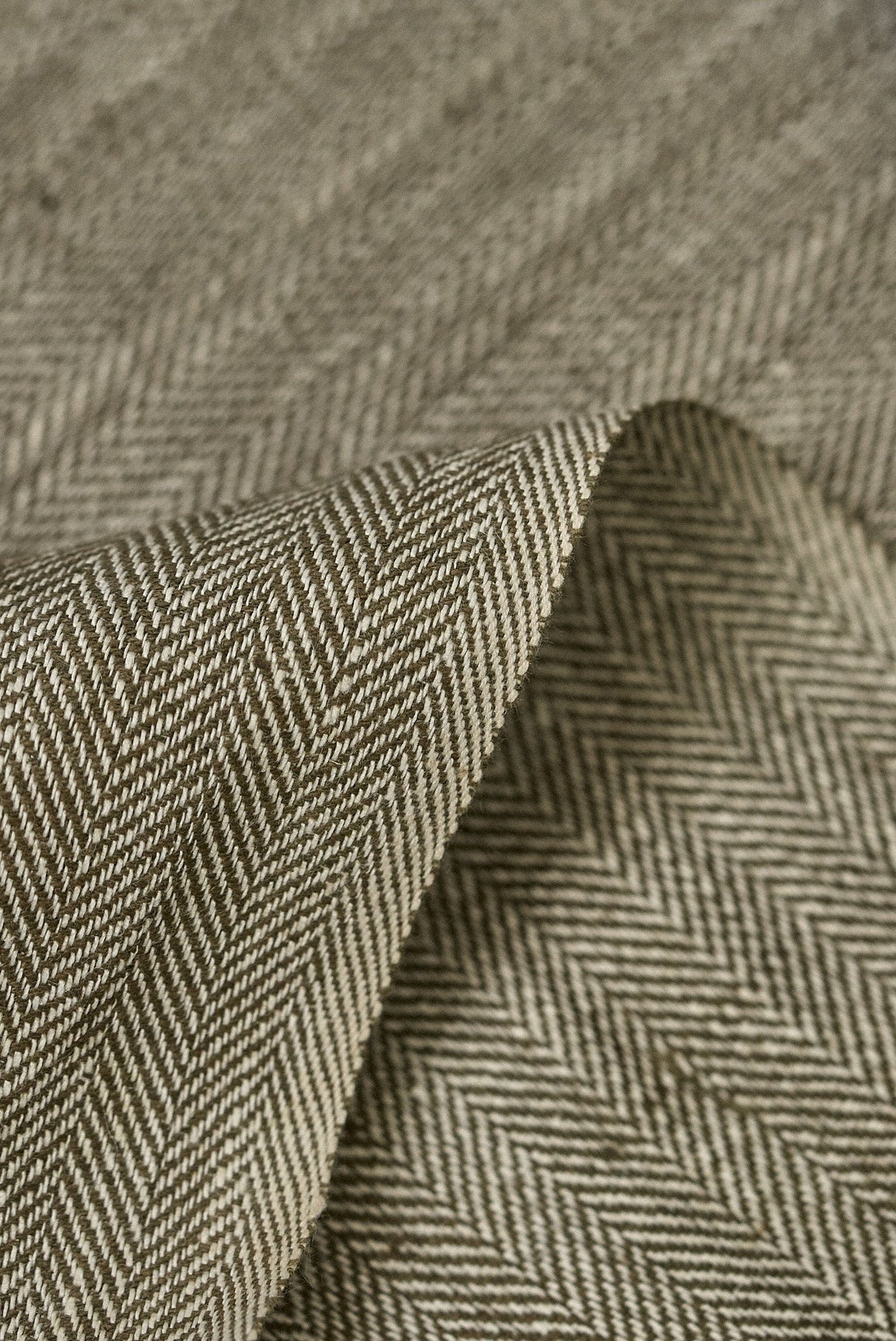 1 Yard Linen Novelty Herringbone Yarn Dyed Fabric Cocoa Color 54" Width