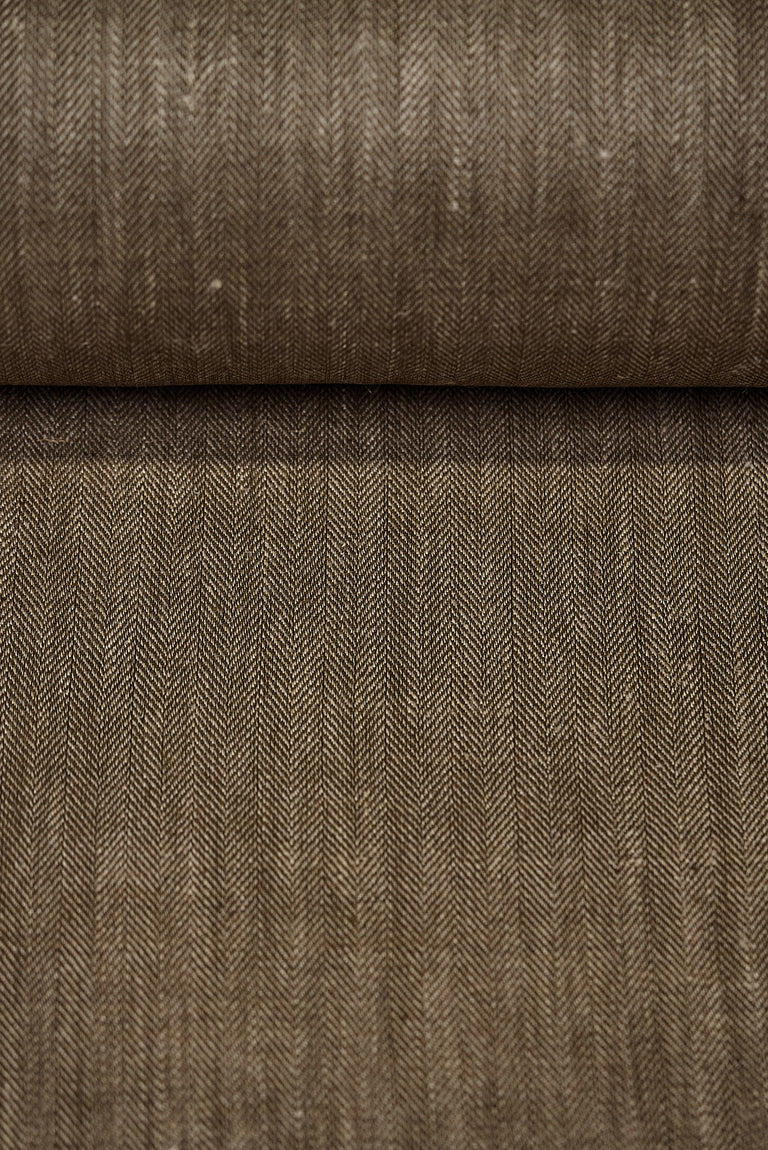 1 Yard Henna Linen Novelty Herringbone Yarn-Dyed Fabric Midweight 54 Inch Width