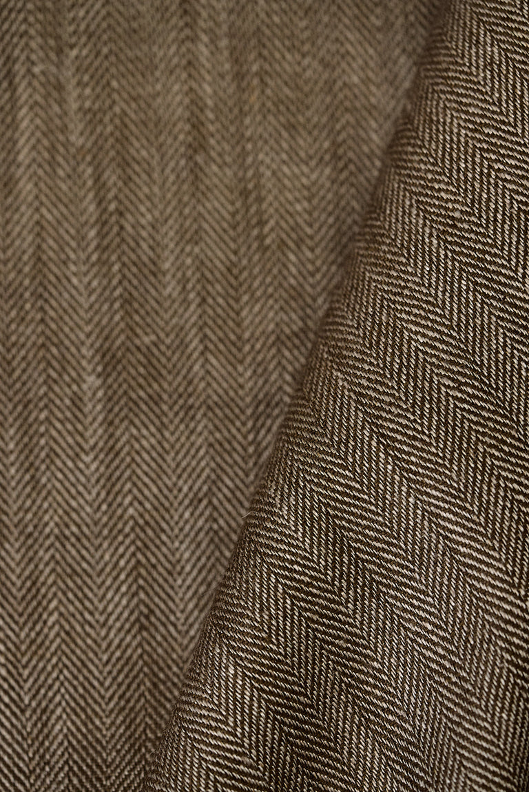 1 Yard Henna Linen Novelty Herringbone Yarn-Dyed Fabric Midweight 54 Inch Width