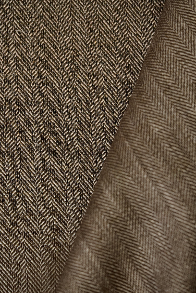 1 Yard Henna Linen Novelty Herringbone Yarn-Dyed Fabric Midweight 54 Inch Width