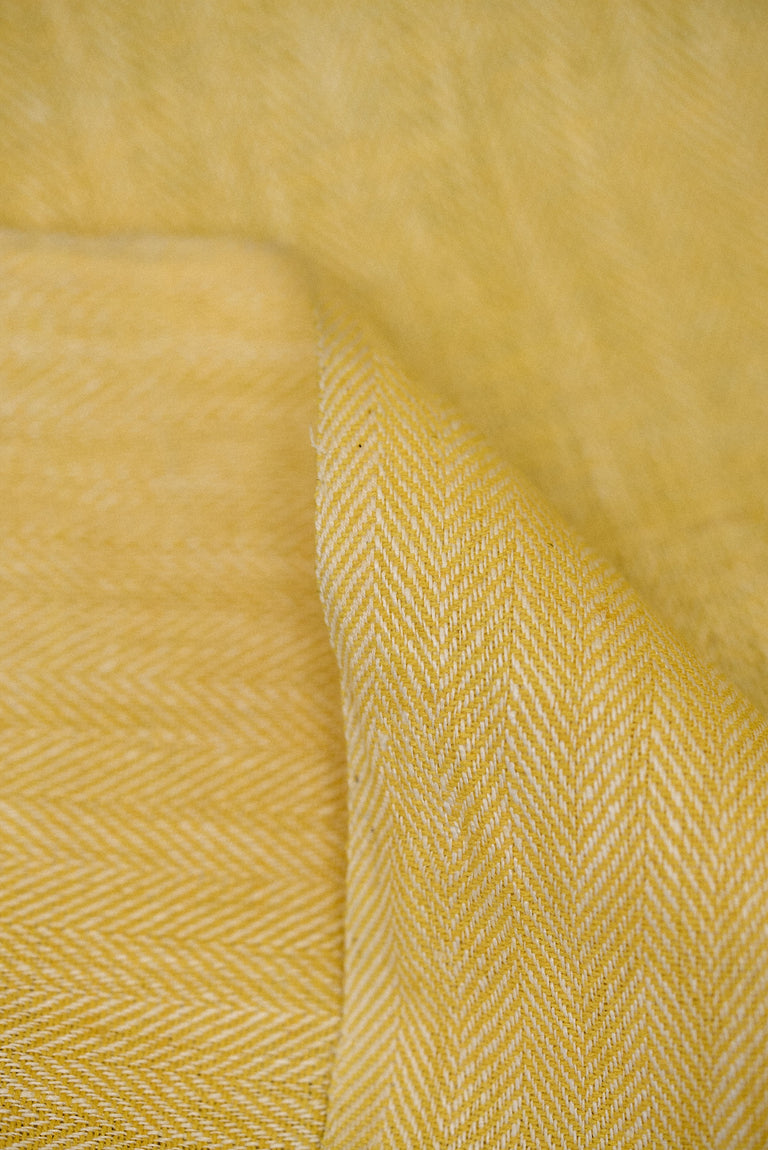 1 Yard Honey Linen Novelty Herringbone Yarn-Dyed Fabric Midweight 54 Inch Width