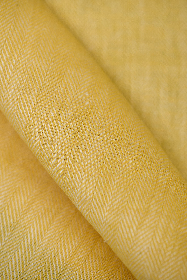 1 Yard Honey Linen Novelty Herringbone Yarn-Dyed Fabric Midweight 54 Inch Width