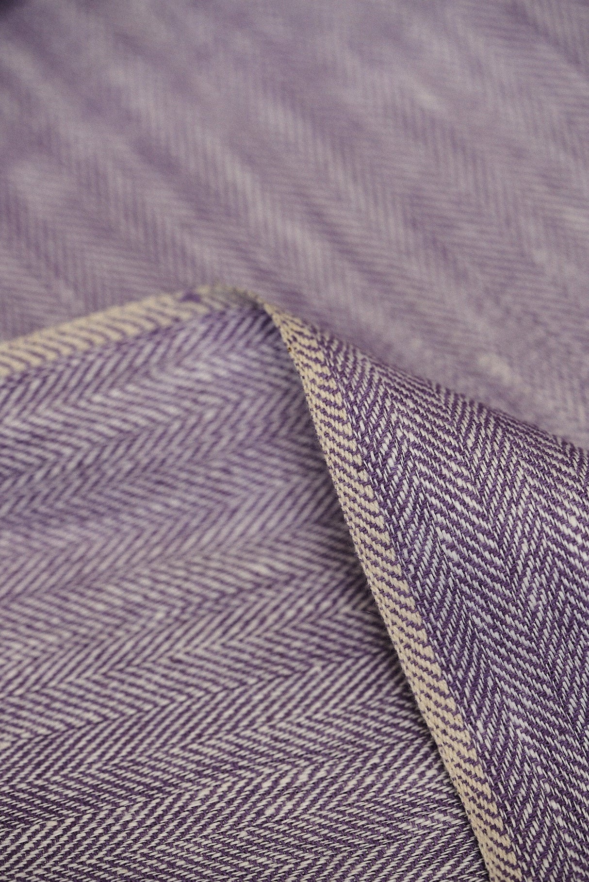 1 Yard Linen Novelty Herringbone Yarn Dyed Fabric Lilac Color 54 Inch Width