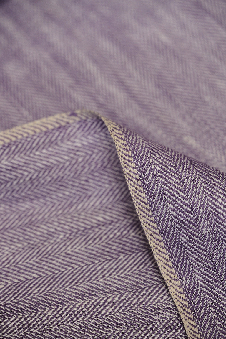 1 Yard Lilac Linen Novelty Herringbone Yarn-Dyed Fabric Midweight 54 Inch Width