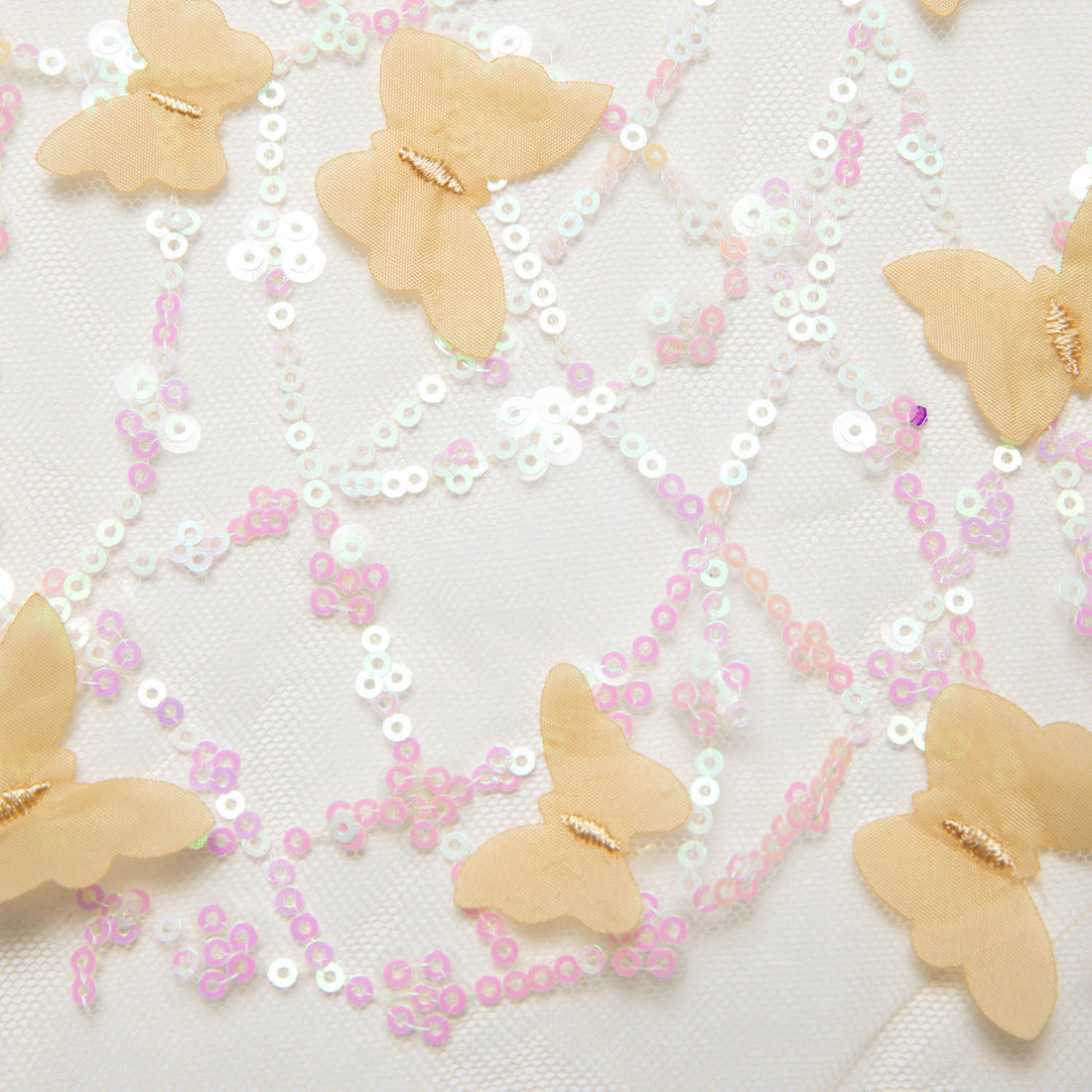 1 Yard Embroidered Tulle Lace Fabric with 3D Butterfly Appliqué 52? Wide Bridal