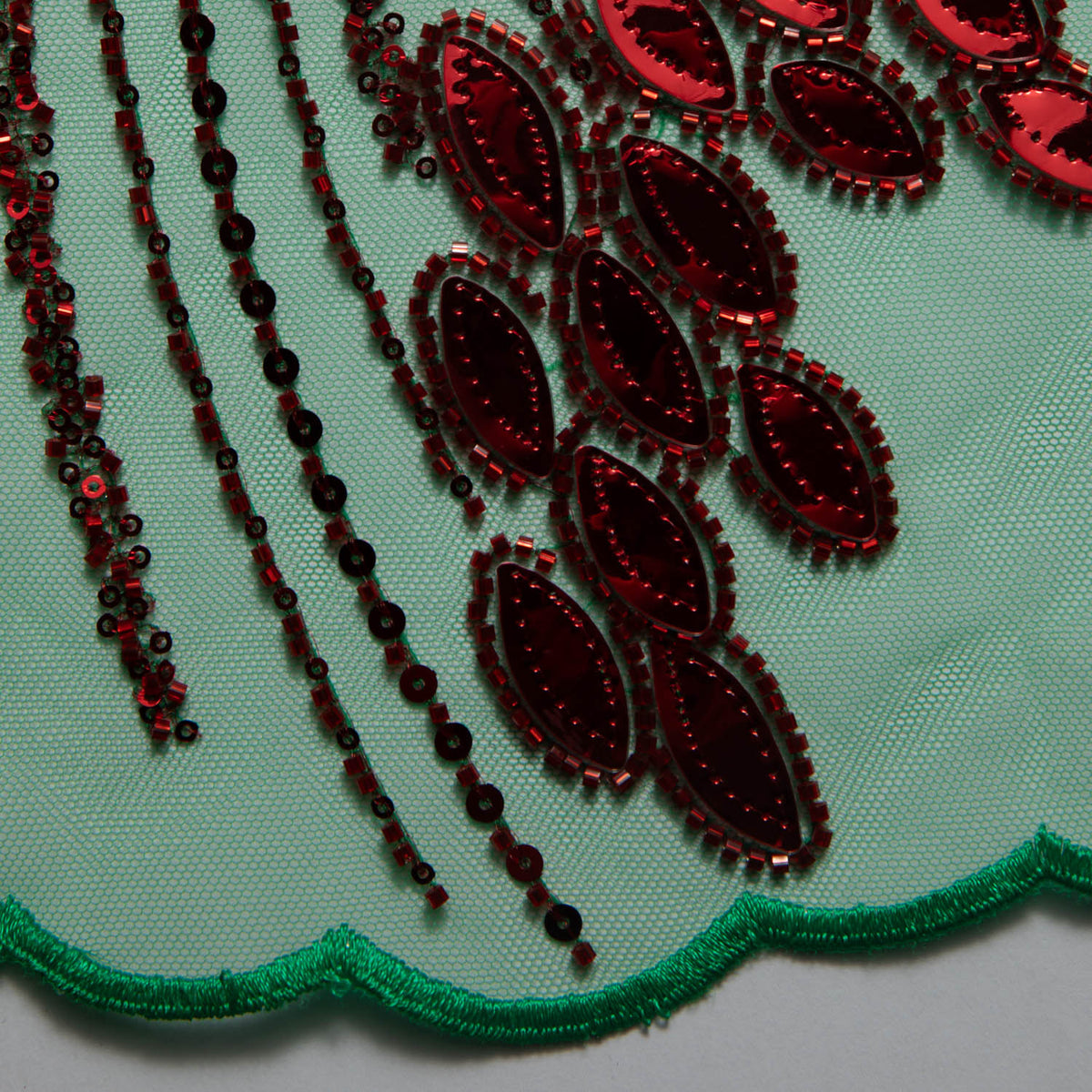 1 Yard Embroidered Tulle Lace Fabric with Sophisticated Pattern, 52" Wide