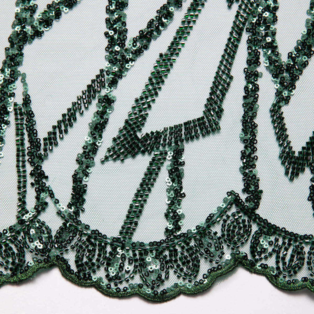 1 Yard Tulle Lace Fabric Embroidered with Sequins and Stylish Design, 52" Wide