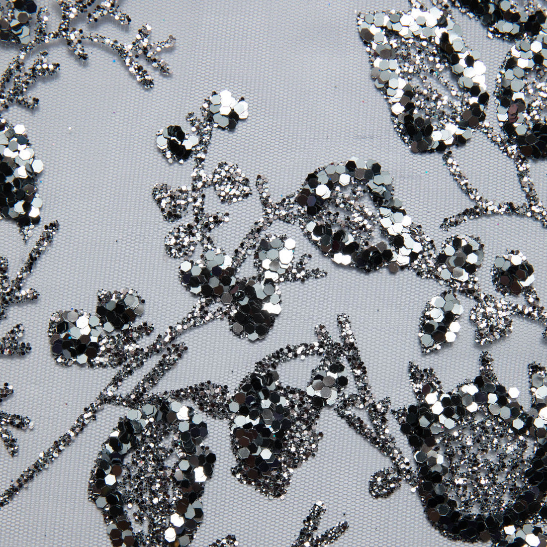 1 Yard Glitter Tulle Lace Fabric with Floral Pattern 58" Wide Mesh for Bridal, Gowns & Crafts