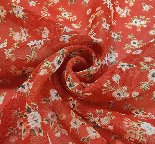 1 Yard Red Hi Multi Chiffon Sheer Lightweight Polyester Fabric, 58/60" Wide