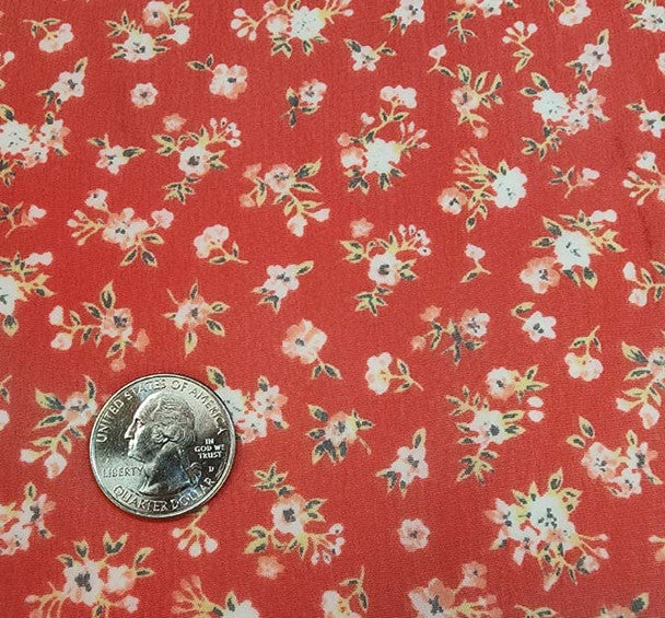 1 Yard Red Hi Multi Chiffon Sheer Lightweight Polyester Fabric, 58/60" Wide