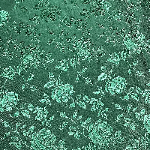 1 Yard Hunter Green Rose Floral Jacquard Satin 60/59? Width 100 Percent Polyester